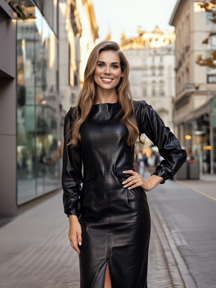 MAGENTA KOŽENKOVÉ ŠATY-2
