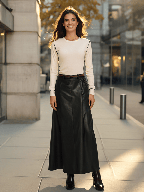 MAGENTA KOŽENKOVÁ SUKŇA-0