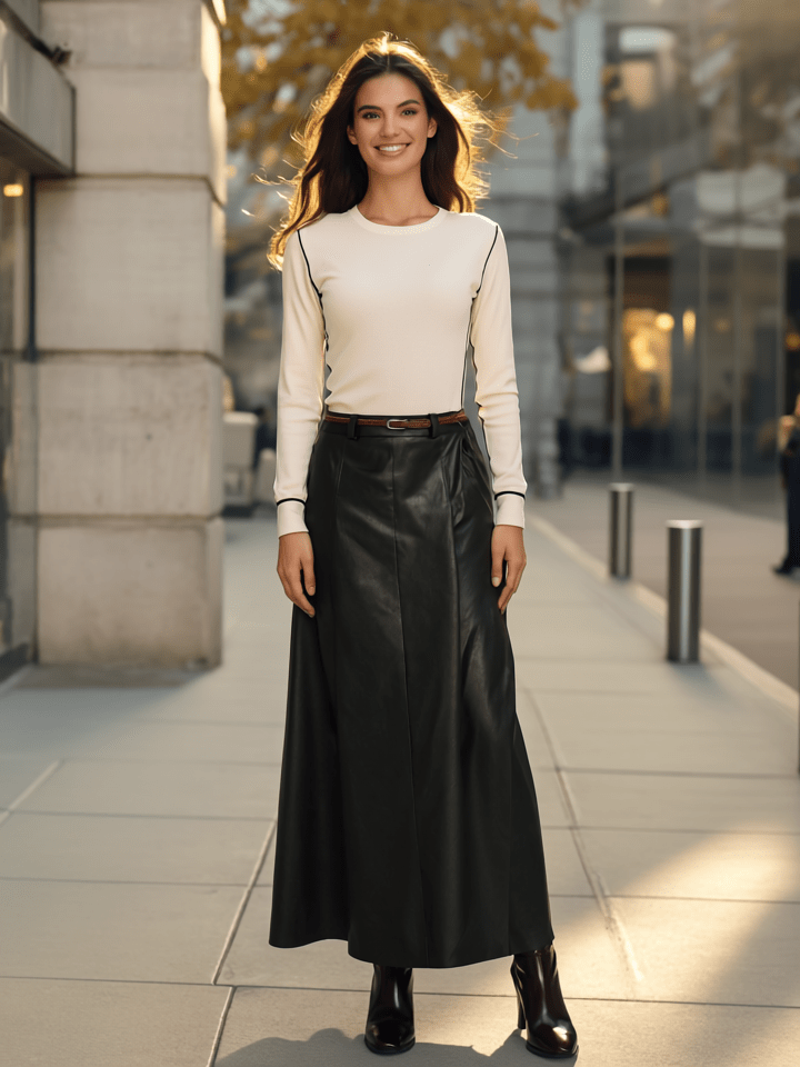 MAGENTA KOŽENKOVÁ SUKŇA-0